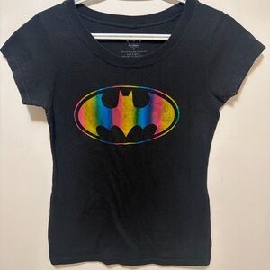Batman Black Tee with Rainbow Logo